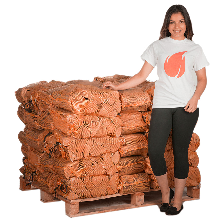 mixed hardwood firewood on a pallet